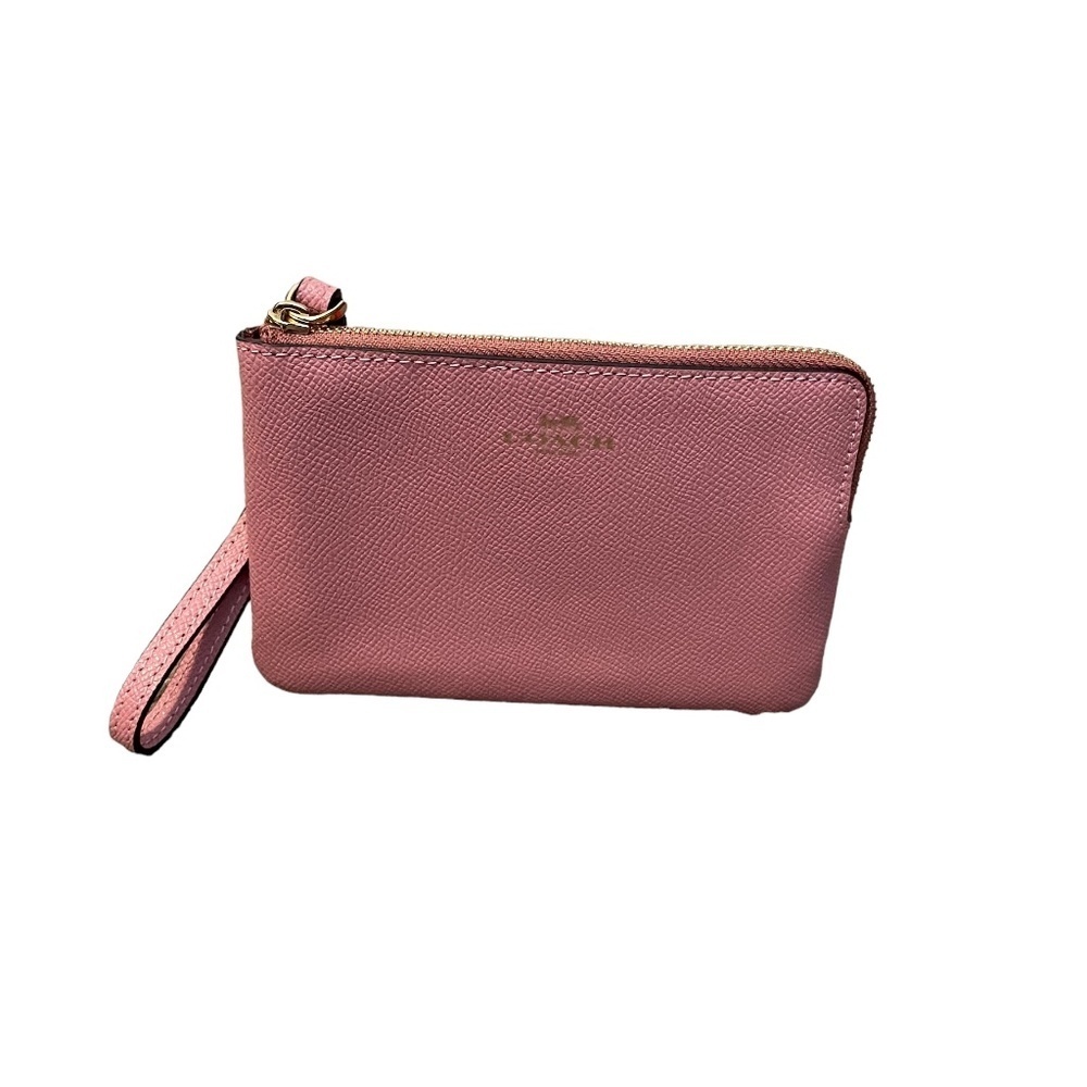 NEW COACH CORNER ZIP WRISTLET IN CROSSGRAIN‎ LEATHER